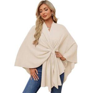 Womens Shawl Wrap Poncho Sweater Open Front Elegant Fall Winter Layer